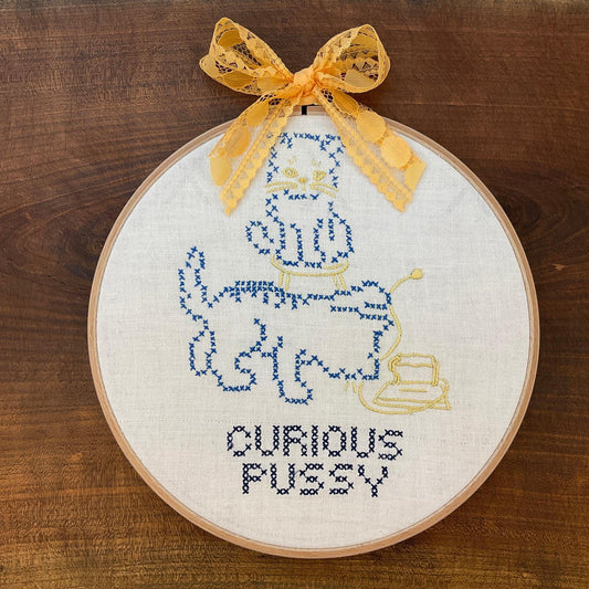 Curious Pussy Embroidery Décor - Offensively Domestic