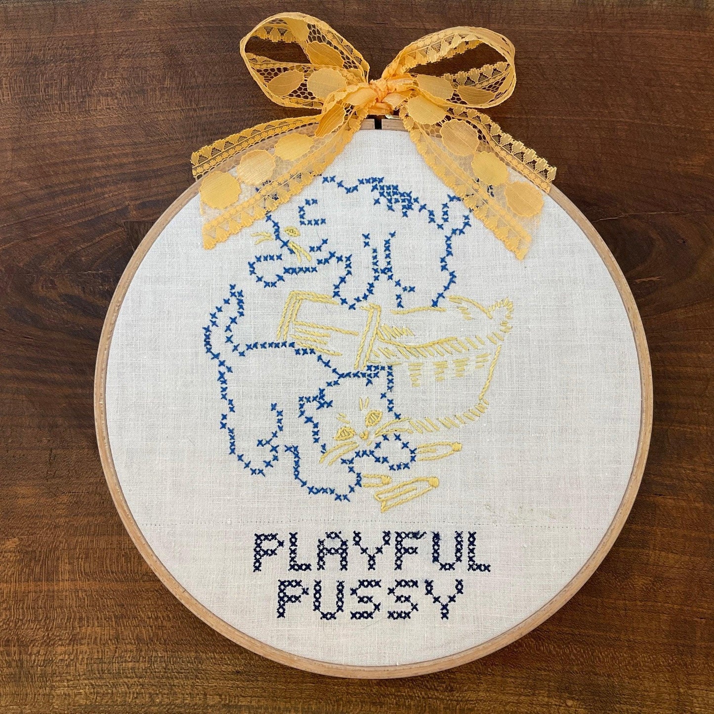 Playful Pussy Embroidery Décor - Offensively Domestic